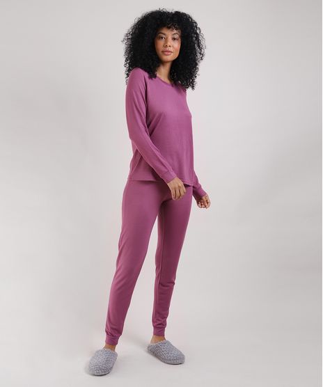 Pijama-Feminino-Blusa-Manga-Longa-e-Decote-Redondo-Rosa-Escuro-9900224-Rosa_Escuro_1