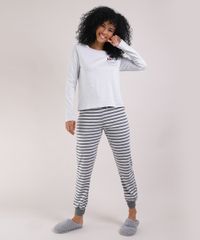Pijama-Feminino-A-Dama-e-o-Vagabundo-Manga-Longa-Cinza-Mescla-9946853-Cinza_Mescla_1