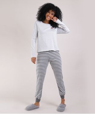 Pijama-Feminino-A-Dama-e-o-Vagabundo-Manga-Longa-Cinza-Mescla-9946853-Cinza_Mescla_1