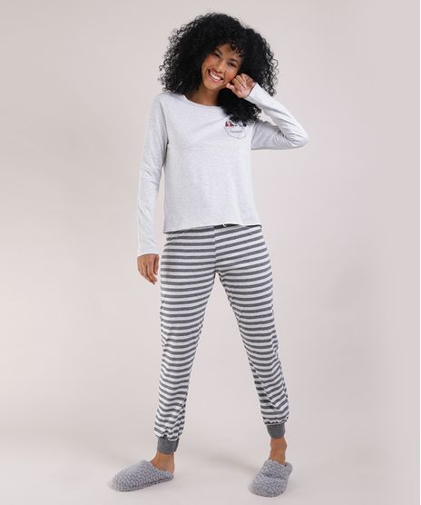 Pijama-Feminino-A-Dama-e-o-Vagabundo-Manga-Longa-Cinza-Mescla-9946853-Cinza_Mescla_1