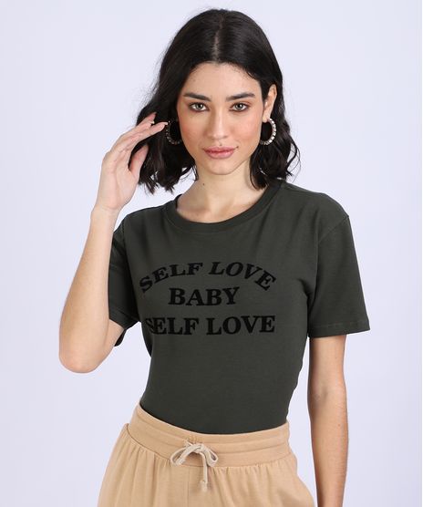 Blusa-Feminina--Self-Love--Flocada-Manga-Curta-Decote-Redondo-Verde-Militar-9946937-Verde_Militar_1