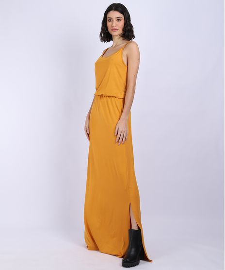 Vestido-Feminino-Basico-Longo-Alca-Fina-Mostarda-9949047-Mostarda_1