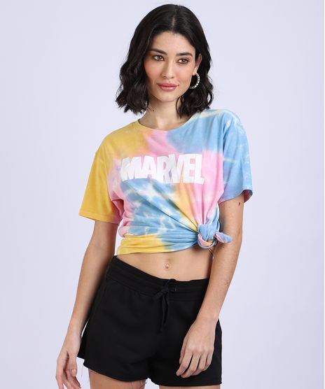 Blusa-Feminina-Marvel-Estampada-Tie-Dye-Manga-Curta-Decote-Redondo-Multicor-9952284-Multicor_1