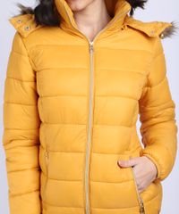 Jaqueta-Feminina-Puffer-Manga-Longa-com-Capuz-e-Bolsos-Mostarda-9806736-Mostarda_4