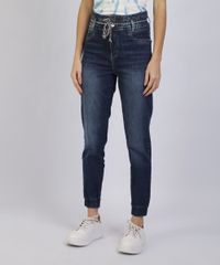 Calca-Jeans-Feminina-Sawary-Clochard-Cintura-Super-Alta-com-Cinto-Cadarco-Azul-Escuro-9945284-Azul_Escuro_1