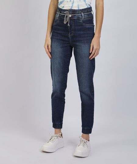 Calca-Jeans-Feminina-Sawary-Clochard-Cintura-Super-Alta-com-Cinto-Cadarco-Azul-Escuro-9945284-Azul_Escuro_1