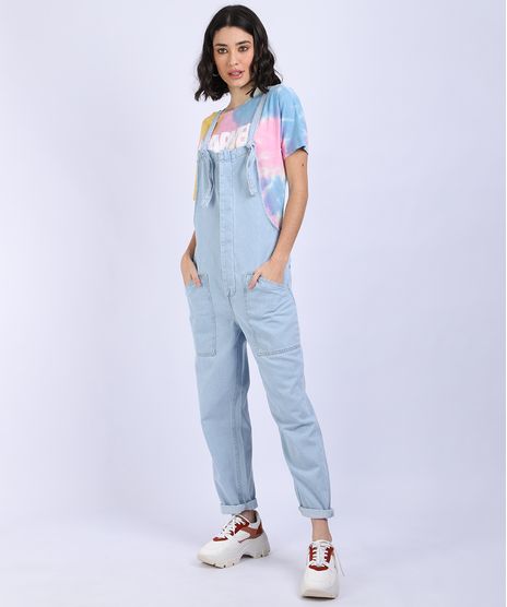 Macacao-Jeans-Feminino-Relaxed-com-Alcas-Para-Amarrar-e-Bolsos-Azul-Claro-9951650-Azul_Claro_1
