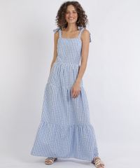 Vestido-Feminino-Longo-Estampado-Xadrez-Decote-reto-Alcas-Medias-para-Amarrar-Azul-9955106-Azul_3