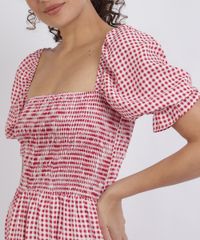 Vestido-Feminino-Midi-com-Laxtex-Estampado-Xadrez-Manga-Curta-Bufante-Decote-Reto-Vermelho-9956292-Vermelho_4