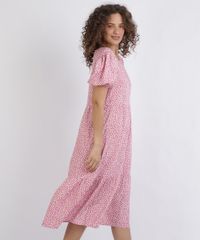 Vestido-Feminino-Midi-com-Recorte-Estampado-De-Poa-Manga-Curta-Bufante-Decote-Redondo-Rosa-9958380-Rosa_2