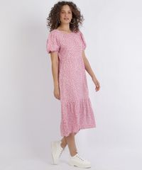 Vestido-Feminino-Midi-com-Recorte-Estampado-De-Poa-Manga-Curta-Bufante-Decote-Redondo-Rosa-9958380-Rosa_3