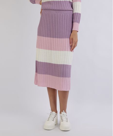 Saia-Feminina-em-Trico-Midi-Estampada-Listradas-Lilas-9956174-Lilas_1