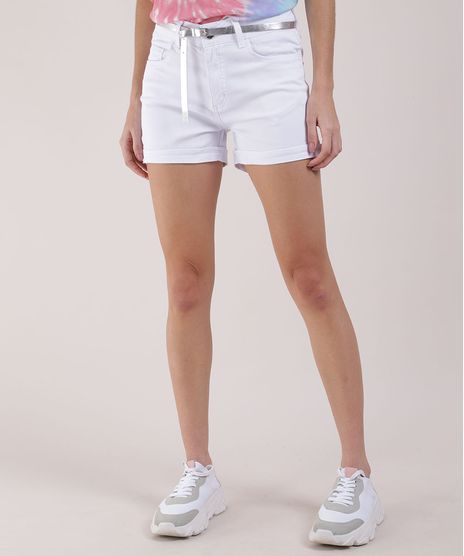 Short-de-Sarja-Feminino-Reto-Cintura-Media-com-Cinto-Metalizado-e-Bolsos-Branco-9709488-Branco_1