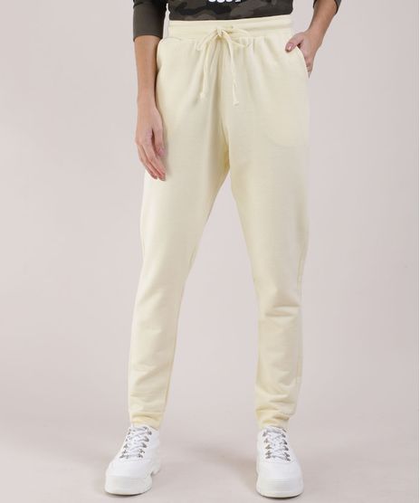 Calca-de-Moletom-Feminina-Jogger-Cintura-Alta-com-Cordao-Amarelo-Claro-9951927-Amarelo_Claro_1