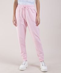 Calca-de-Moletom-Feminina-Jogger-Cintura-Alta-com-Cordao-Rosa-9951927-Rosa_1