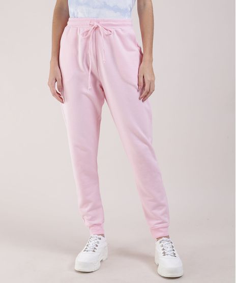 Calca-de-Moletom-Feminina-Jogger-Cintura-Alta-com-Cordao-Rosa-9951927-Rosa_1