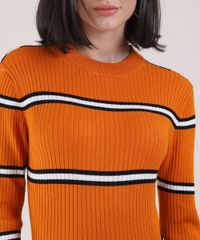 Sueter-Feminino-Basico-em-Trico-Listrado-Decote-redondo-Laranja-9804578-Laranja_4