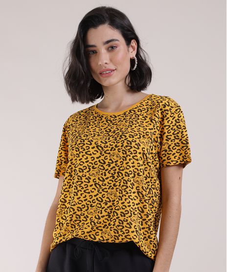 Blusa-Feminina-O-Rei-Leao-Estampada-Manga-Curta-Decote-Redondo-Amarela-9943541-Amarelo_1