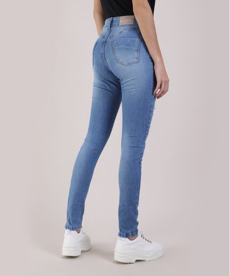 calça jeans feminina cintura alta destroyed
