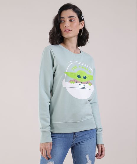 Blusao-de-Moletom-Feminino--Baby-Yoda--Decote-Redondo-Verde-Claro-9950887-Verde_Claro_1