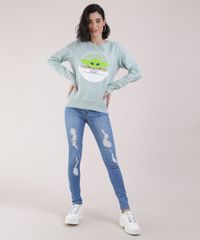Blusao-de-Moletom-Feminino--Baby-Yoda--Decote-Redondo-Verde-Claro-9950887-Verde_Claro_3