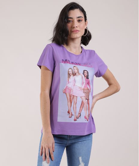 Blusa-Feminina-Meninas-Malvadas-Manga-Curta-Decote-Redondo-Lilas-9951758-Lilas_1