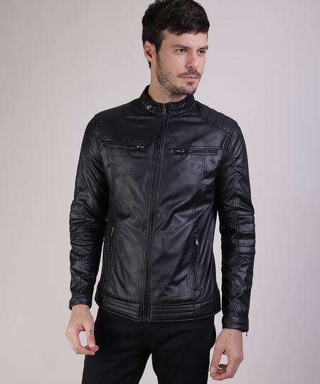 Jaqueta-Masculina-Biker-Slim-com-Bolsos-Preta-9816122-Preto_1