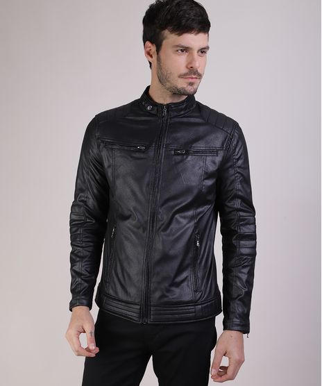 Jaqueta-Masculina-Biker-Slim-com-Bolsos-Preta-9816122-Preto_1