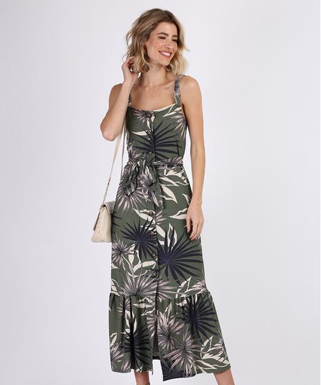 Vestido-Feminino-Midi-Estampado-de-Folhagem-com-Faixa-para-Amarrar-Alca-Media-Verde-9942188-Verde_1
