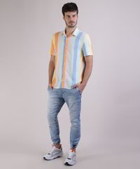 Camisa-Masculina-Tradicional-Listrada-Arco-Iris-Manga-Curta-Multicor-9946136-Multicor_3