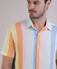 Camisa-Masculina-Tradicional-Listrada-Arco-Iris-Manga-Curta-Multicor-9946136-Multicor_4