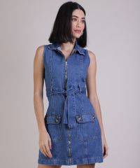 Vestido-Jeans-Feminino-Curto-com-Bolsos-e-Faixa-Azul-Medio-9946401-Azul_Medio_1