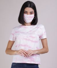 Kit-de-Blusa-Feminina-Estampada-Tie-Dye-Manga-Curta-Decote-Redondo---Mascara-de-Protecao-Individual-Off-White-9950787-Off_White_1