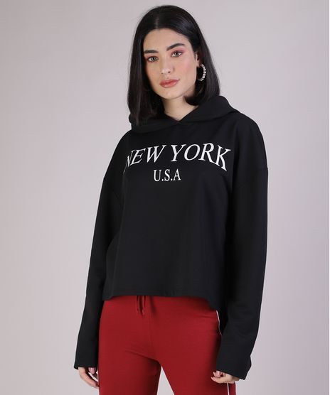 Blusao-em-Moletom-Feminino--New-York--com-Capuz-Preto-9952300-Preto_1