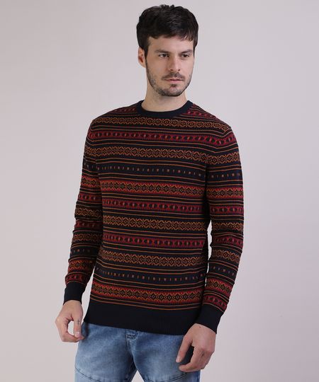 Sueter-de-Trico-Masculino-Estampado-Etnico-Gola-Careca-Azul-Marinho-9809535-Azul_Marinho_1