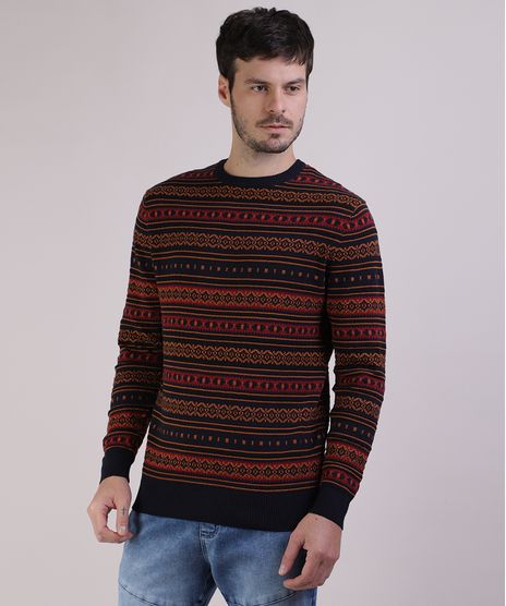 Sueter-de-Trico-Masculino-Estampado-Etnico-Gola-Careca-Azul-Marinho-9809535-Azul_Marinho_1