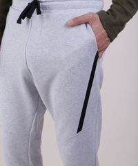 Calca-de-Moletom-Masculina-com-Recortes-e-Faixas-Laterais-Cinza-Mescla-Claro-9910552-Cinza_Mescla_Claro_4