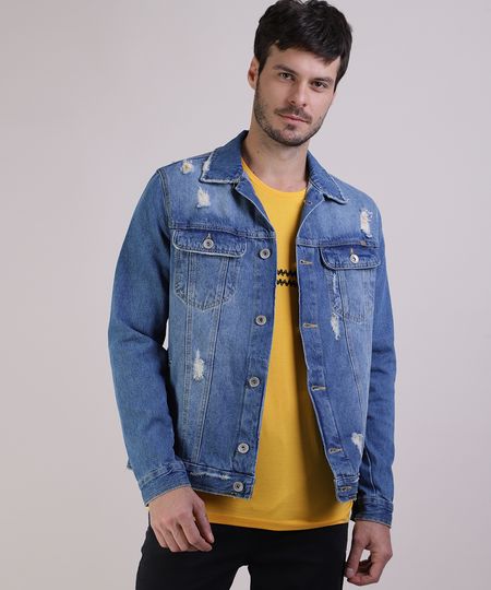 Jaqueta-Jeans-Masculina-Trucker-Destroyed-com-Recortes-e-Bolsos-Azul-Medio-9942914-Azul_Medio_1 Jaqueta-Jeans-Masculina-Trucker-Destroyed-com-Recortes-e-Bolsos-Azul-Medio-9942914-Azul_Medio_1