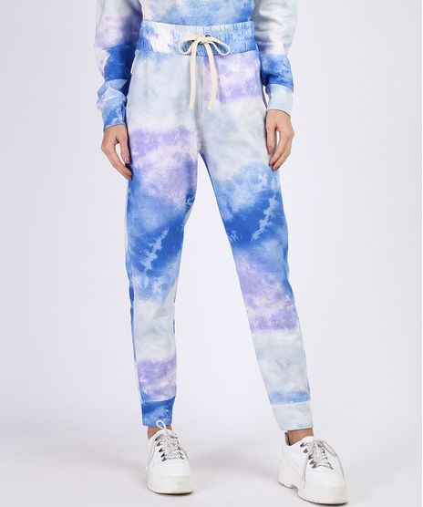 Calca-de-Moletom-Feminina-Jogger-Tie-Dye-Cintura-Alta-Com-Cordao-Para-Amarrar-Azul-9952532-Azul_1
