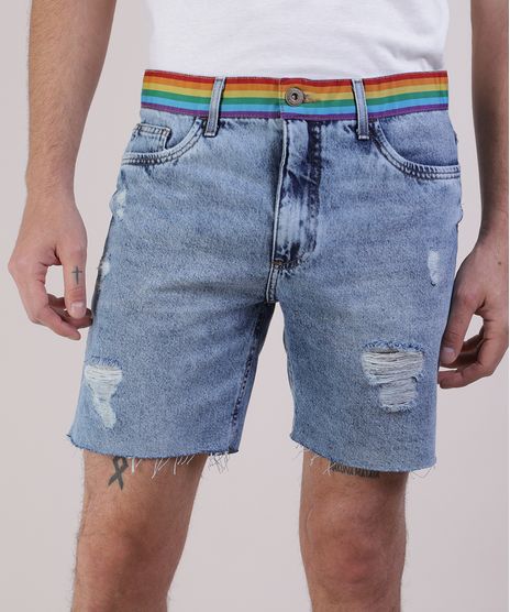 Bermuda-Jeans-Masculina-Pride-Reta-Destroyed-com-Faixa-Arco-Iris-Azul-Claro-9943274-Azul_Claro_1