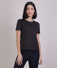 Blusa-feminina-Estampada-de--Flores-Manga-Curta-Decote-Redondo-Preto-9943532-Preto_1