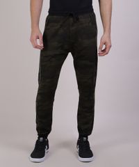 Calca-Masculina-Relaxed-Estampada-Camuflada-em-Moletom-com-Bolsos-Verde-Militar-9807603-Verde_Militar_1