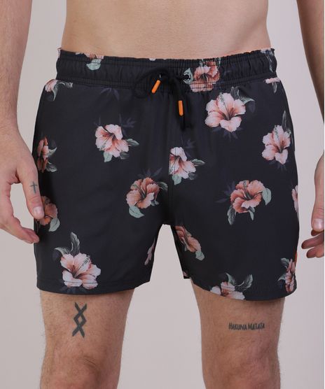 Short-Masculino-Estampado-Floral-com-Cordao-Preto-9952262-Preto_1