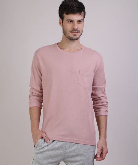 Camiseta-Masculina-Basica-Texturizada-com-Bolso-Manga-Longa-Gola-Careca-Rosa-Claro-9952469-Rosa_Claro_1