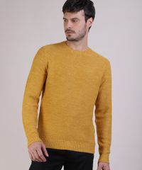 Sueter-Masculino-em-Trico-Gola-Careca-Amarelo-9801193-Amarelo_1