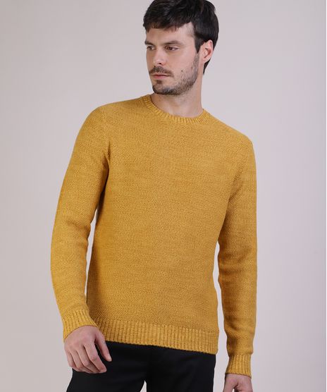 Sueter-Masculino-em-Trico-Gola-Careca-Amarelo-9801193-Amarelo_1