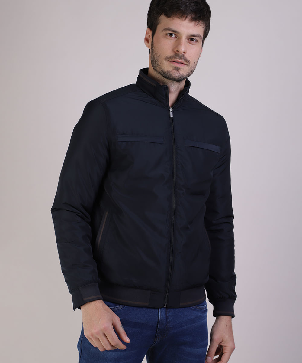jaqueta de nylon acolchoada masculina