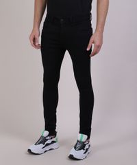 Calca-de-Sarja-Masculina-Super-Skinny-com-Puidos-e-Bolsos-Preta-9944001-Preto_1