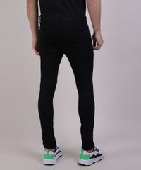Calca-de-Sarja-Masculina-Super-Skinny-com-Puidos-e-Bolsos-Preta-9944001-Preto_2