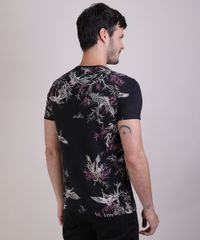 Camiseta-Masculina-Slim-Estampada-de-Passaros-Manga-Curta-Gola-Careca-Preta-9922870-Preto_2